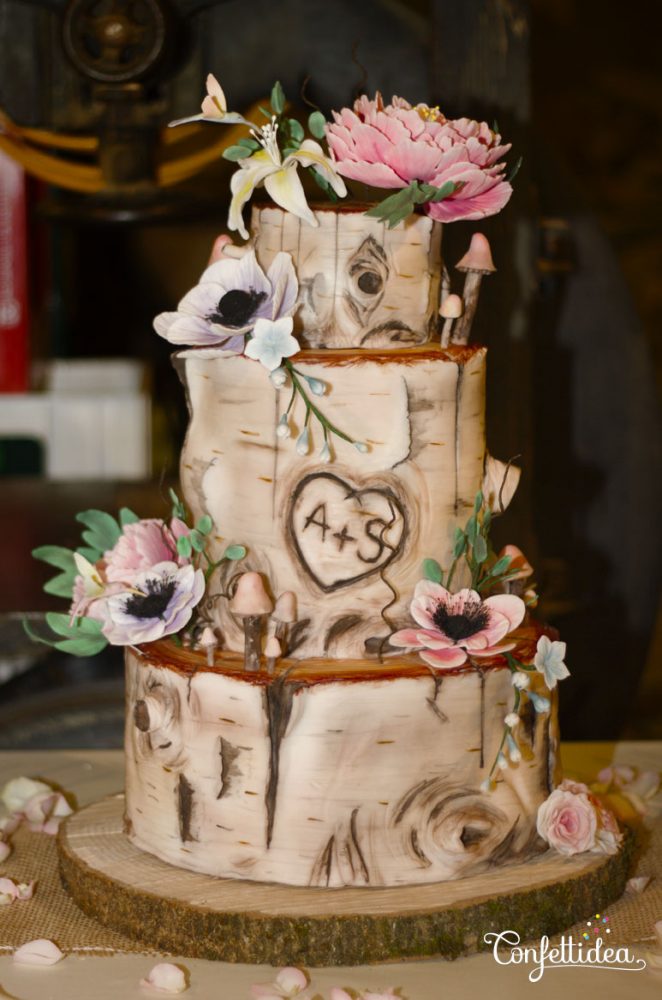 gâteau de mariage bois, buche