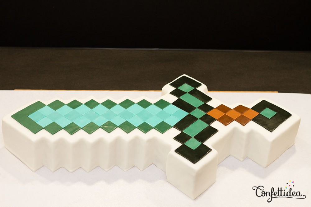 gâteau Minecraft pâte à sucre