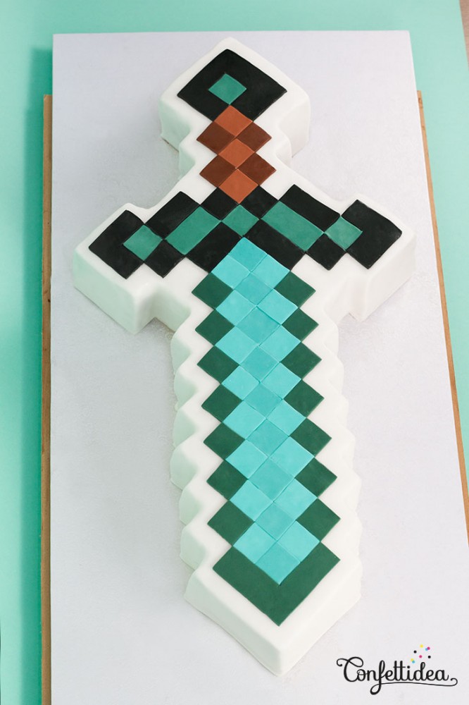 gâteau Minecraft pâte à sucre