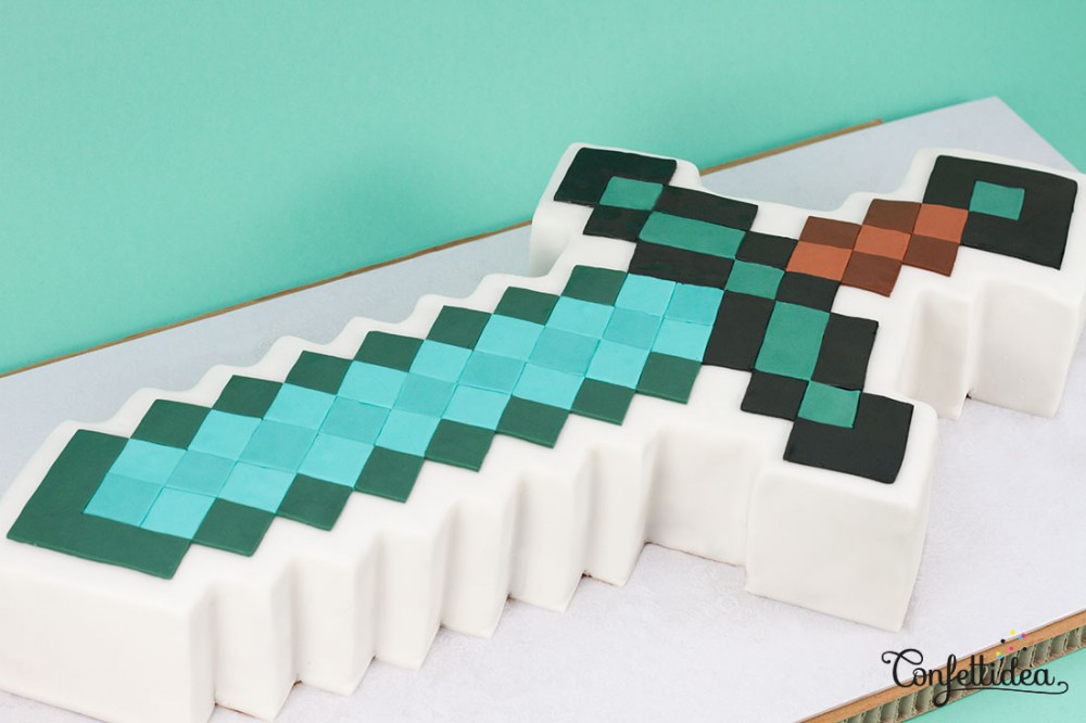 gâteau Minecraft pâte à sucre