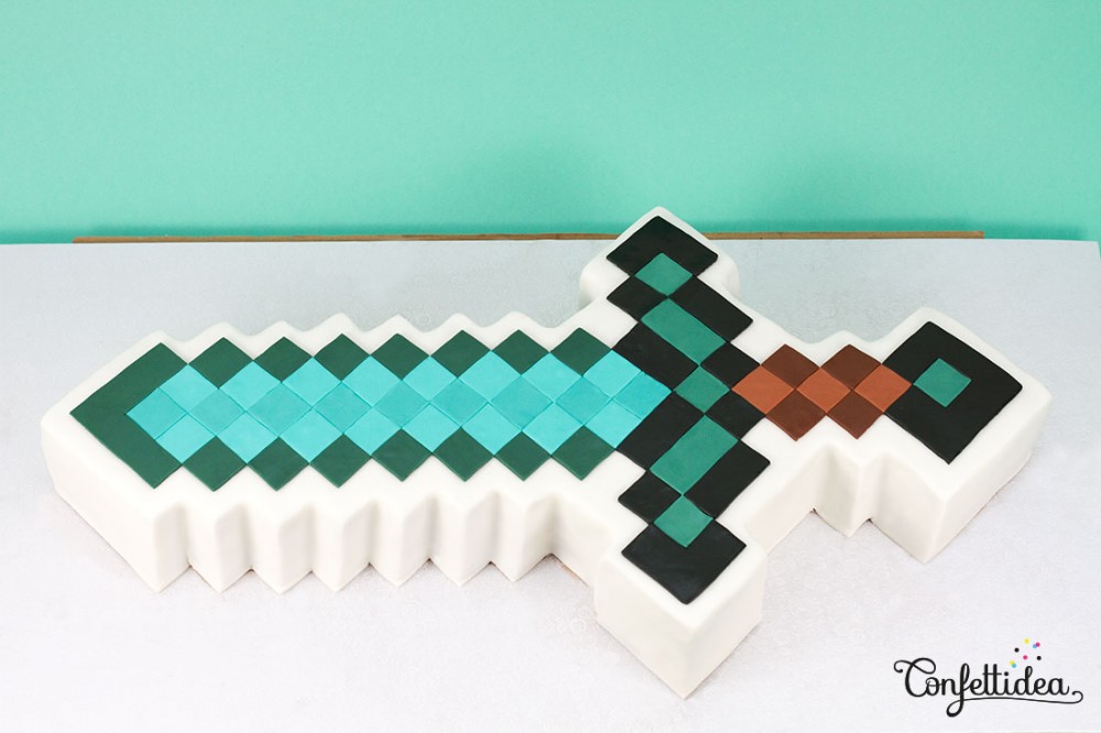 gâteau Minecraft pâte à sucre